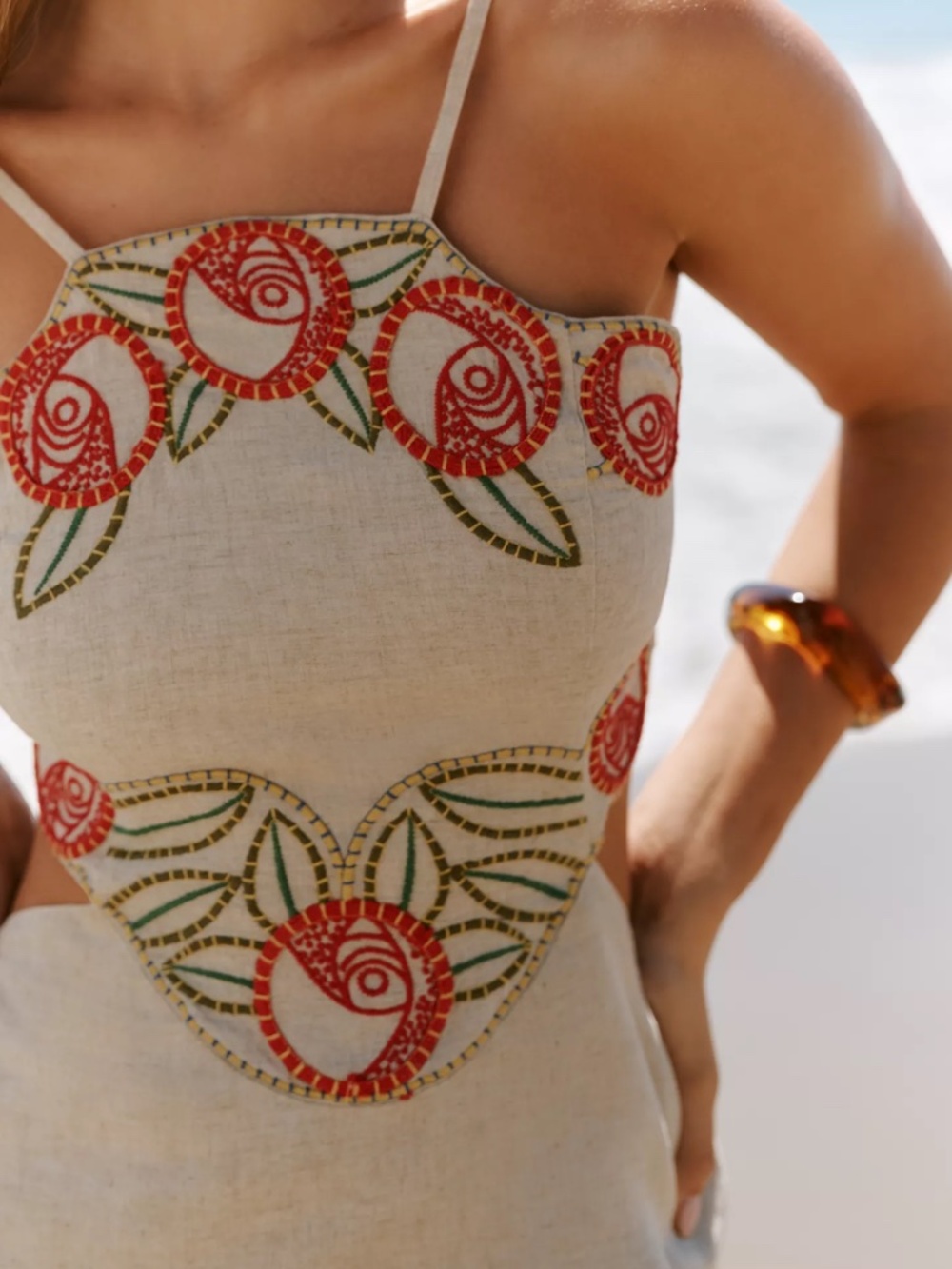 Anthropologie Celandine Sardinia Deco Dress Linen Blend Sundress nwt size M - Picture 4 of 4